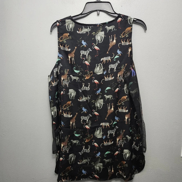 Adore women's sleeveless tunic top size large black novelty prints anima… - Picture 5 of 7